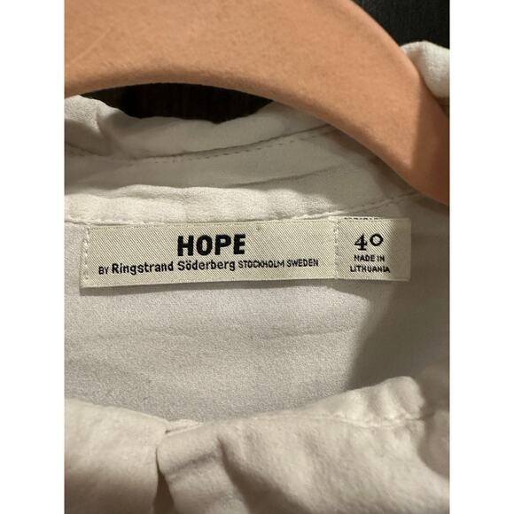 HOPE  STHLM White Gauzy Classic Coastal Basic Button Down Shirt Small - Picture 7 of 10